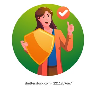 A Woman Holding A Shield, Concept Protection