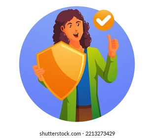 A Woman Holding A Shield, Concept Protection