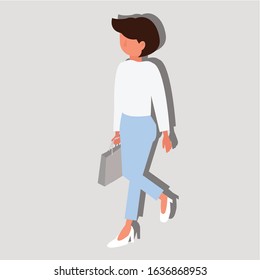 Woman holding shopping bag. Creative idea design. Flat vector illustration for template, brochure or web page.
