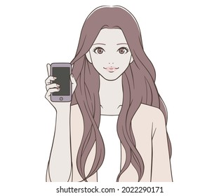 Woman holding a smartphone with a smile