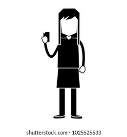 woman holding smartphone using technology