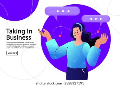 Woman holding speech bubbles. Online communication on social network and media. woman sending and receiving Internet messages on smartphone or texting on mobile phone. Flat vector illustration.