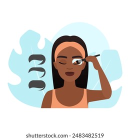 Frauenhalterschablone zum Auftragen von Lidschatten und zum Malen von Make-up mit Pinsel-Vektorillustration