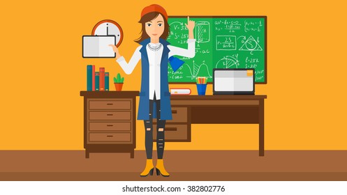 Woman holding tablet computer.