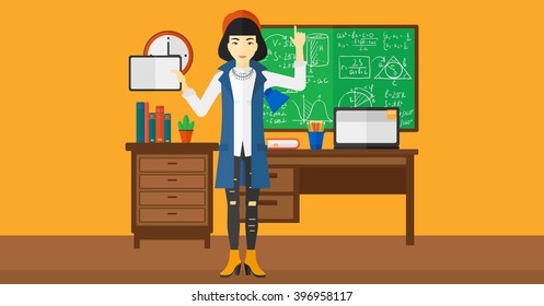 Woman holding tablet computer.