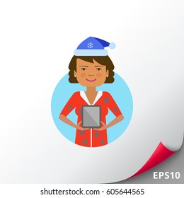 Woman holding tablet computer