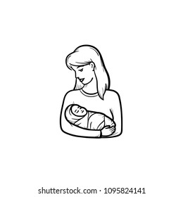 woman holding a baby sketch