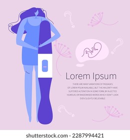 The woman holds a negative pregnancy test. The woman want baby. She has not pregnancy, it is grief and sad. Illustration good  for medical clinic poster or UI UX design apps.