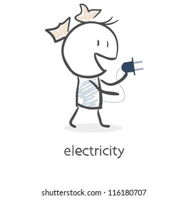 woman holds a plug