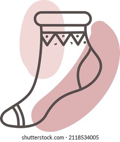 Woman holiday sock, illustration, vector on a white background.