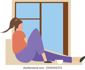 Woman At Home Activities Illustration 