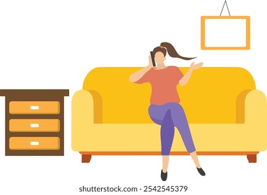 Woman At Home Activities Illustration 