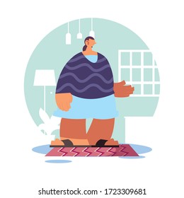 woman at home in quarantine vector illustration design
