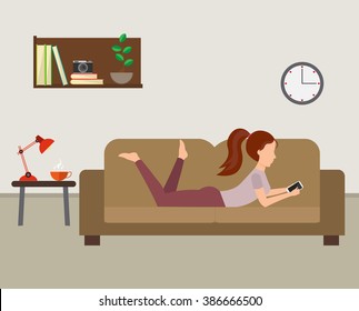 Woman home set vector illustration