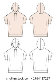 Frauen hupen Shirt in Vektorgrafik.
Lautstärkeregler-Hemd mit kurzen Ärmeln und Akkorden.Fashion-einzelne Illustrationsvorlage.Schematische Vorder- und Rückseite.