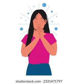 woman hope gesture expression in flat illustration