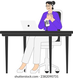 Woman Hosting a Podcast Illustration