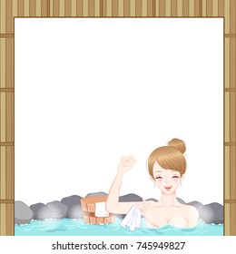 woman with hot spring on the white bakground