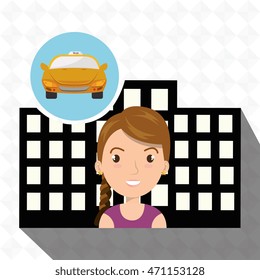 woman hotel service building vector illustration design