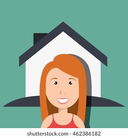 woman house insurance red vector illustration eps 10