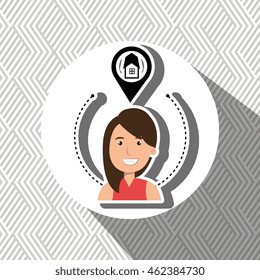 woman house pin location vector illustration graphic