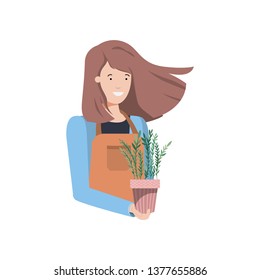 woman with houseplant avatar character