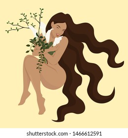 woman hugging her self with flower