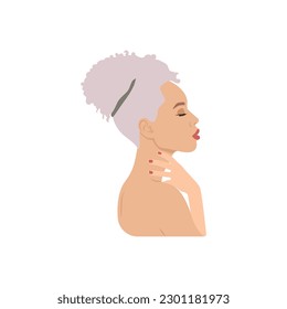 Woman hugging herself, Love and self-care, Vector illustration. The concept of self-acceptance.