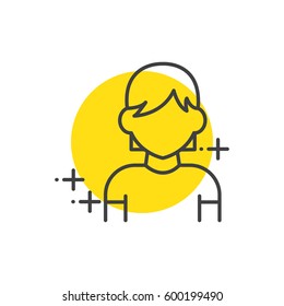 Woman, human avatars icon yellow mark