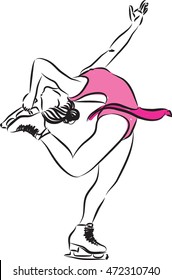 woman ice skater illustration
