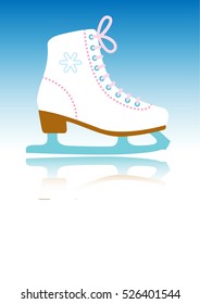 Woman Ice skates on the ice. Vector illustration. Ice skating sport. suitable for poster, card, banner.
