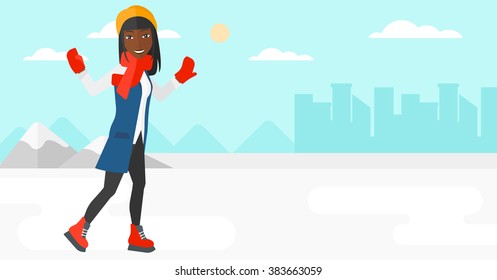 Woman ice skating. 