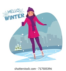 Woman ice skating