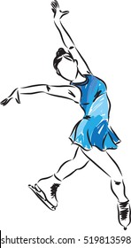 woman ice skating illustration