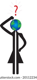 woman icon asking what is wrong with the world