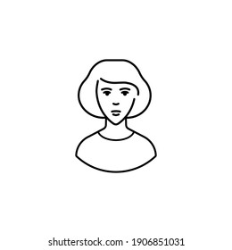 The woman icon. The avatar of a woman. It can be used in the beauty industry. Cosmetology, facial care, massage, spa, hairstyles. The design element of the logo, business card. Vector.