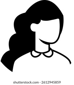 woman icon avatar profile picture faceless anonymous flat ui image outline vector illustration black