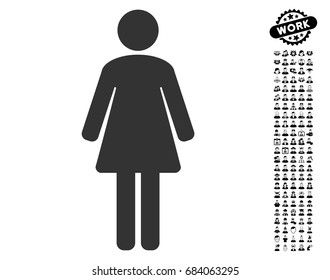 Woman icon with black bonus professional design elements. Woman vector illustration style is a flat gray iconic element for web design, app user interfaces.