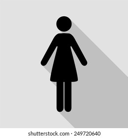 woman icon - black illustration with long shadow