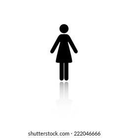 woman icon - black vector illustration with reflection