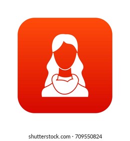 Woman icon digital red for any design isolated on white vector illustration