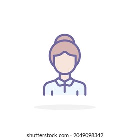 Woman icon in filled outline style. For your design, logo. Vector illustration.