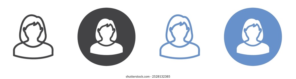 Woman icon Flat art in black and white isolated