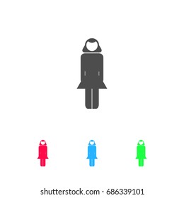 Woman icon flat. Color pictogram on white background. Vector illustration symbol and bonus icons