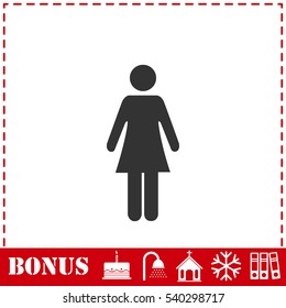 Woman icon flat. Simple vector symbol and bonus icon