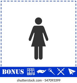 Woman icon flat. Simple vector symbol and bonus icon