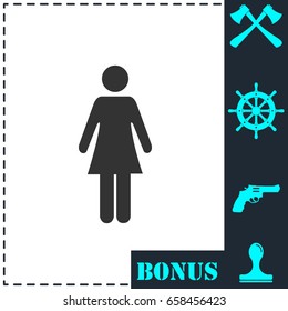 Woman icon flat. Simple vector symbol and bonus icon