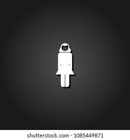 Woman icon flat. Simple White pictogram on black background with shadow. Vector illustration symbol