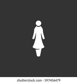 Woman icon illustration isolated on black background. Woman vector logo. Flat design style. Modern vector pictogram, sign, symbol for web graphics - stock vector