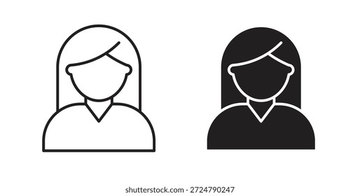 Frauensymbol im Liniendesign und kräftige Schwarz-Weiß-Farben für Designs